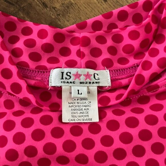 Vintage 90s Isaac Mizrahi Womens Dress Sz Large Pink Polka Dot Mock Neck Tunic - Picture 6 of 6
